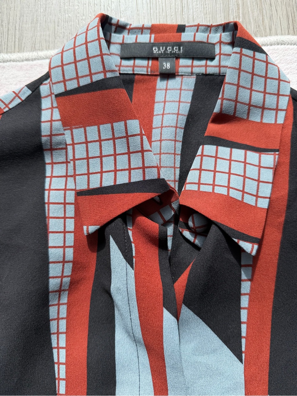 Gucci Geometric Stripe Shirt Jacket - Rust, Black & Light Blue